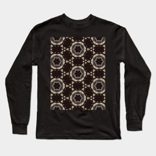 Black and White Hex with Black Flowers Pattern - WelshDesignsTP002 Long Sleeve T-Shirt